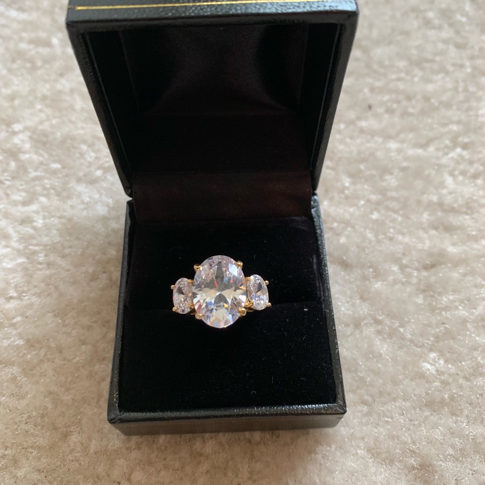 Oval CZ Gold tone stunning ring
